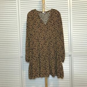 GAP Animal Print V-neck Long Sleeve Mini Sheath Dress XXL